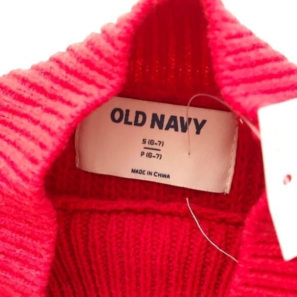 Old Navy NWT red mock neck knit sweater S(6/7Y) - Picture 3 of 4